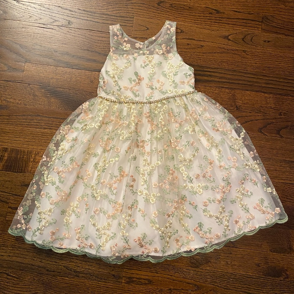 American Princess- Floral Embroidered Dress toddler girl 4T special occasion
